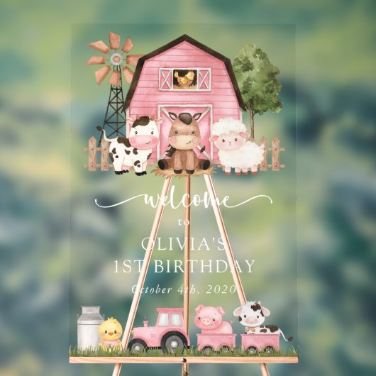 かわいい動物, ファーム アニマルズ, 初めての誕生日 アクリルサイン (ニュートラル)