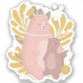 かわいい動物。ママとベビー。母の日.テディベア シール (正面)