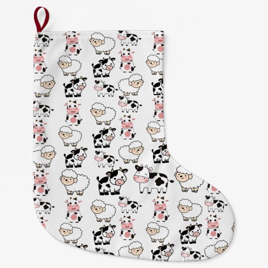 かわいい動物 ラージクリスマスストッキング (正面)