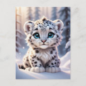 かわいい動物,冬,ユキヒョウ,ポストクロッシング ポストカード (正面)