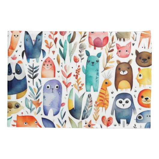 かわいい動物 枕カバー (裏面)