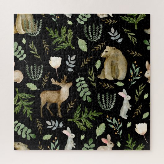 かわいい動物：水彩手描き。 ジグソーパズル (縦)