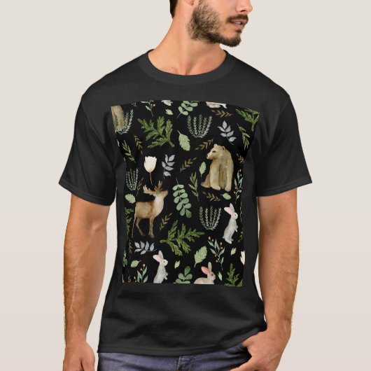 かわいい動物：水彩手描き。 Tシャツ (正面)