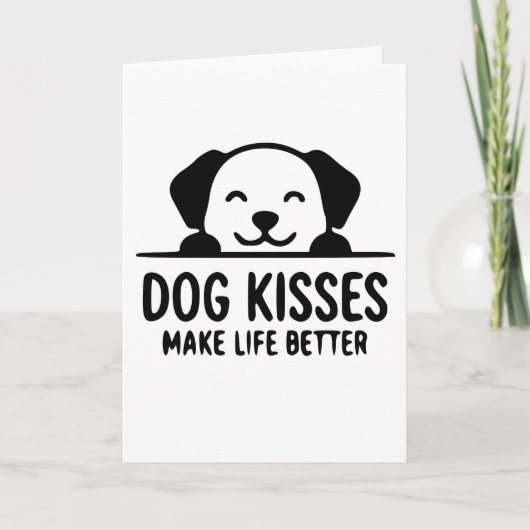 かわいい動物 犬のキスでハッピーな毎日 カード (正面)