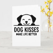 かわいい動物 犬のキスでハッピーな毎日 カード (黄色い花)