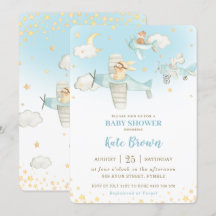 かわいい動物 飛行機 星 空 赤ちゃん歓迎会 男の子