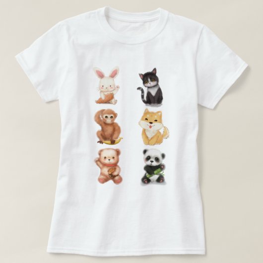 かわいい動物 Tシャツ (デザイン正面)