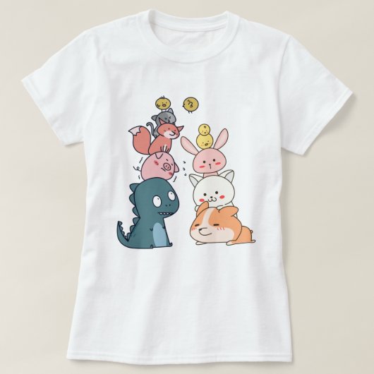 かわいい動物 Tシャツ (デザイン正面)