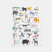 かわいい動物ABCアルファベットキッズ フリースブランケット (正面)