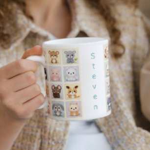 かわいい動物i子供たち名前をカスタムするコーヒーマグ コーヒーマグカップ