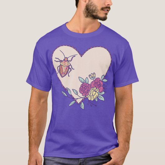 かわいい匂いの虫絵 – 虫とハート Tシャツ (正面)
