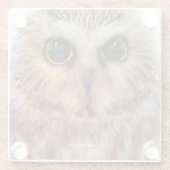 かわいい北のこぎりフクロウ ガラスコースター (裏面)