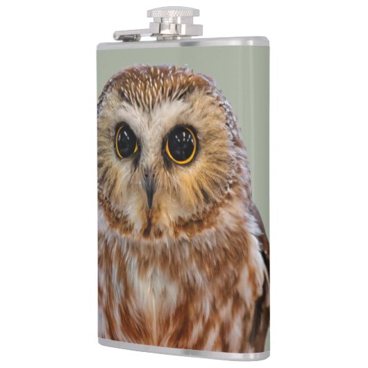 かわいい北のこぎりフクロウ フラスク (左)