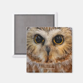 かわいい北のこぎりフクロウ マグネット (正面/裏面)