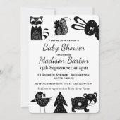 かわいい北モダン部の森林動物たちのベビーシャワー 招待状 (正面)