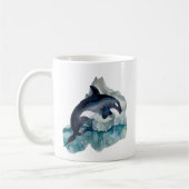 かわいい北極のクジラ好きな人たちにモノグラムを コーヒーマグカップ (左)