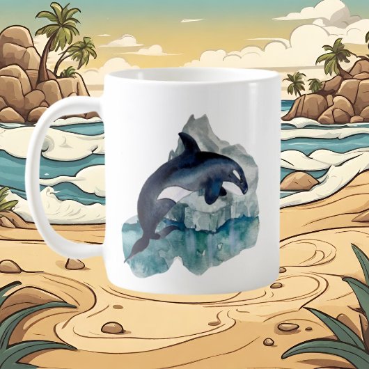 かわいい北極のクジラ好きな人たちにモノグラムを コーヒーマグカップ