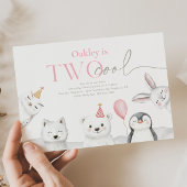 かわいい北極の動物たちの誕生日パーティー招待状 招待状