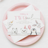 かわいい北極の動物たちの誕生日パーティー招待状 招待状