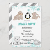 かわいい北極の誕生日の招待状 シーズンカード (正面/裏面)