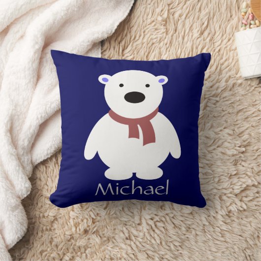 かわいい北極は海軍枕に、加えます名前を関係します クッション (ブランケット)