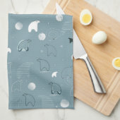 かわいい北極を表示するパターン キッチンタオル (四つ折り)