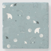かわいい北極を表示するパターン ストーンコースター (正面)