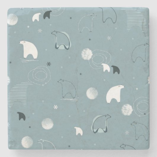 かわいい北極を表示するパターン ストーンコースター (正面)