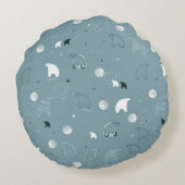 かわいい北極を表示するパターン ラウンドクッション (裏面)