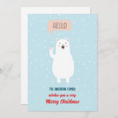 かわいい北極クマがこんにちはと言う シーズンカード (正面/裏面)