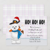 かわいい北極クマとペンギンのクリスマスパーティ 招待状 (正面/裏面)