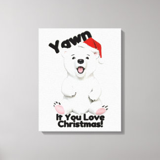かわいい北極クマのクリスマスカンヴァス壁飾り キャンバスプリント