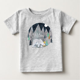 かわいい北極クマの冬 ベビーTシャツ