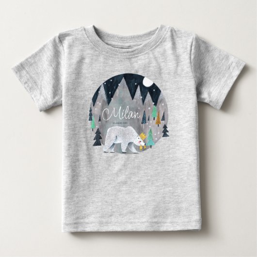 かわいい北極クマの冬 ベビーTシャツ (正面)