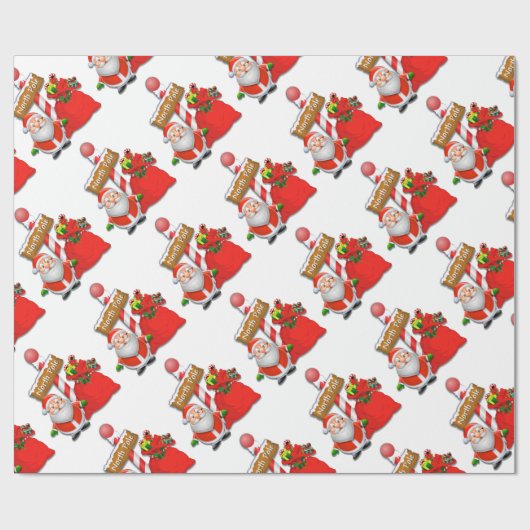 かわいい北極サンタカスタム紙 ラッピングペーパー (フラット)