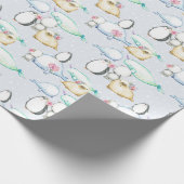 かわいい北極ベビー動物のペンギンのクジラのシールくま ラッピングペーパー (角)