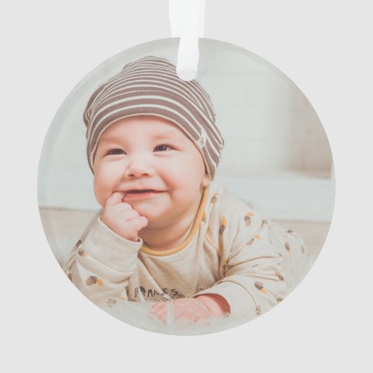 かわいい北極冬の動物の初めてのクリスマス写真 オーナメント (裏面)