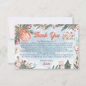 かわいい北極動物の冬のクリスマスベビーシャワー サンキューカード (正面)