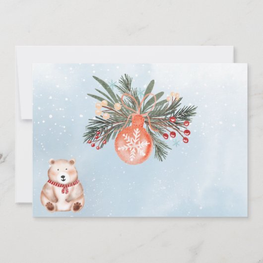 かわいい北極動物の冬のクリスマスベビーシャワー 招待状 (裏面)