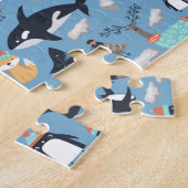 かわいい北極動物の継ぎ目のないパターン ジグソーパズル (側面)