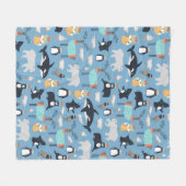 かわいい北極動物の継ぎ目のないパターン フリースブランケット (正面(横))