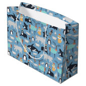 かわいい北極動物の継ぎ目のないパターン ラージペーパーバッグ (裏面アングル)