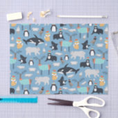 かわいい北極動物の継ぎ目のないパターン 薄葉紙 (クラフト)