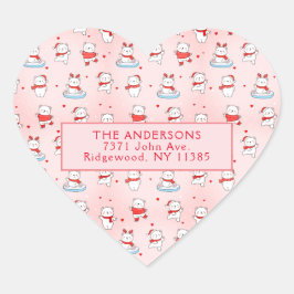 かわいい北極熊のクリスマス ハートシール