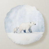 かわいい北極熊の家族 ラウンドクッション (裏面)