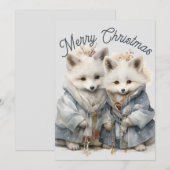 かわいい北極狐のホリデーカード シーズンカード (正面/裏面)