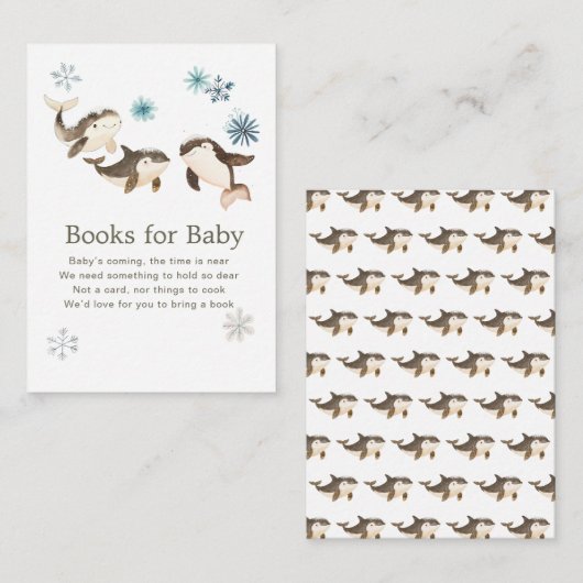 かわいい北極鯨の赤ちゃんシャワーベビー エンクロージャーカード (正面/裏面)