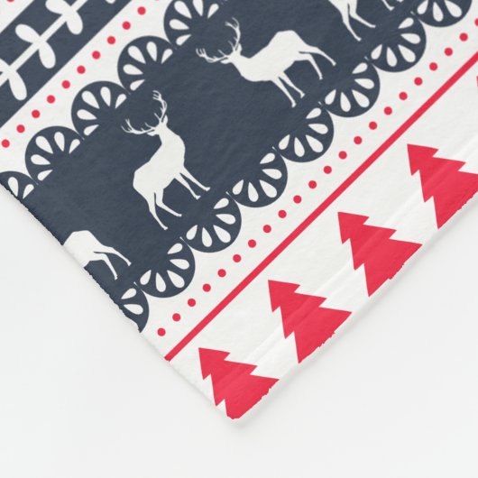 かわいい北欧の民俗休日海軍赤いパターンカスタム フリースブランケット (角)