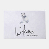 かわいい北欧キツネとフローラマーキングへようこそ ドアマット (正面)