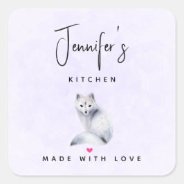 かわいい北欧キツネとフローラマーキングキッチン スクエアシール